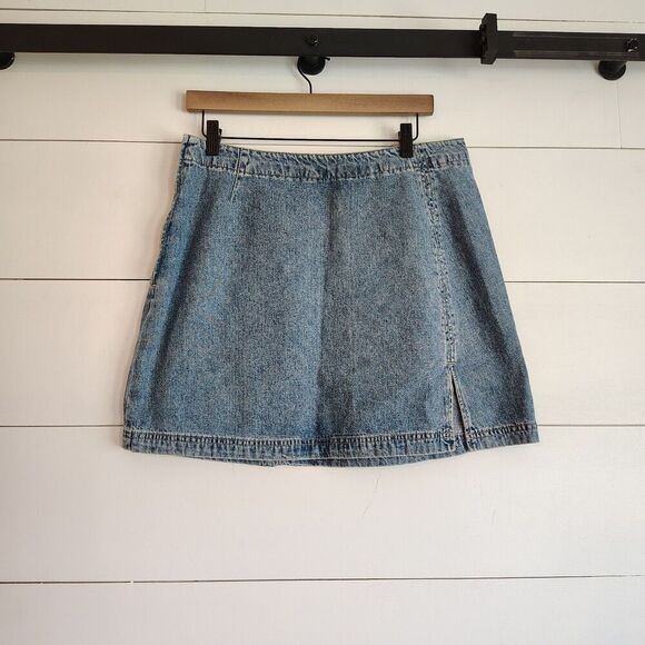Xhilaration Dresses & Skirts - Xhilaration 90s Y2K Jean Denim Blue Mini Skirt Side Slit Short Country Size 13